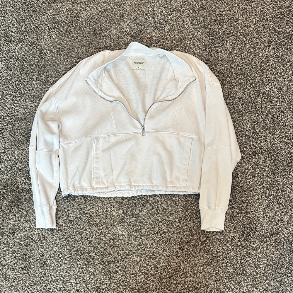 Abercrombie White Zip-Up Sweatshirt